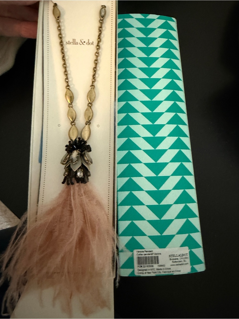 Stella & Dot Verona Blush Feather Tassel Necklace
